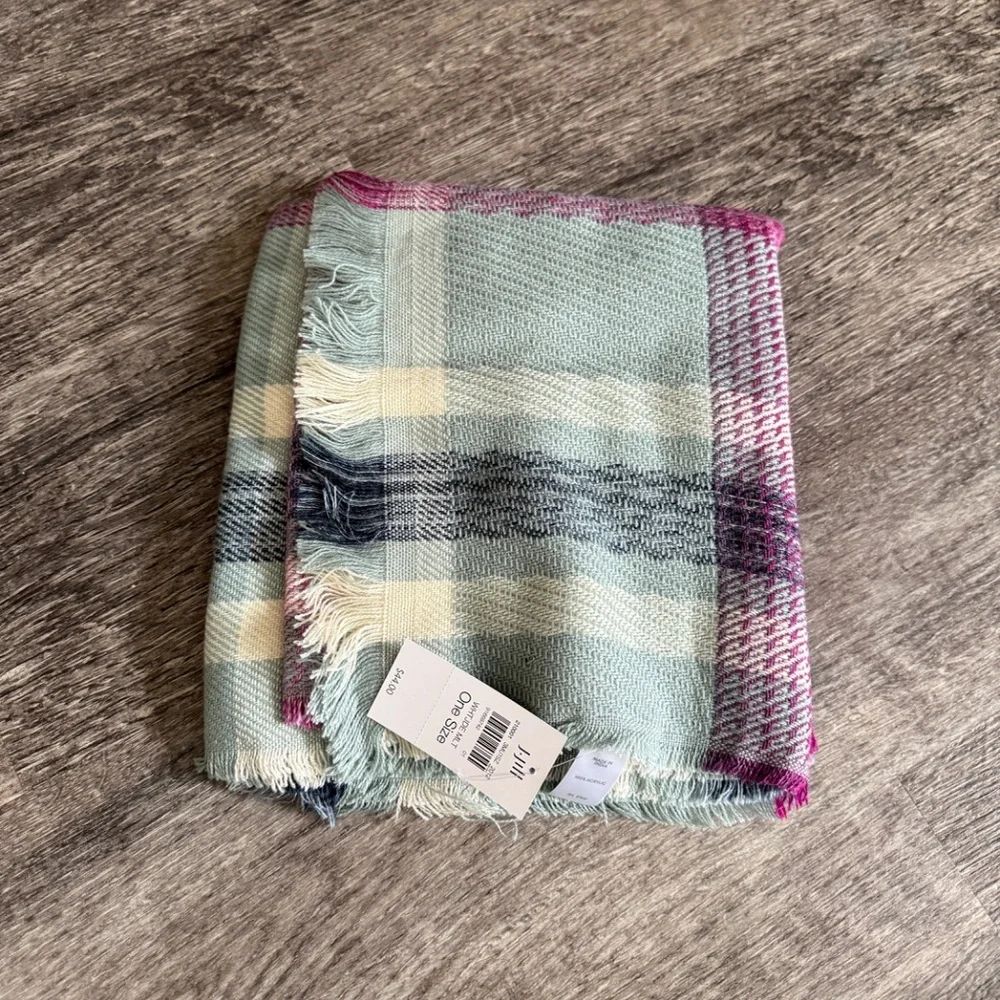 NWT J. Jill Space-Dyed Jade Multi Plaid Scarf